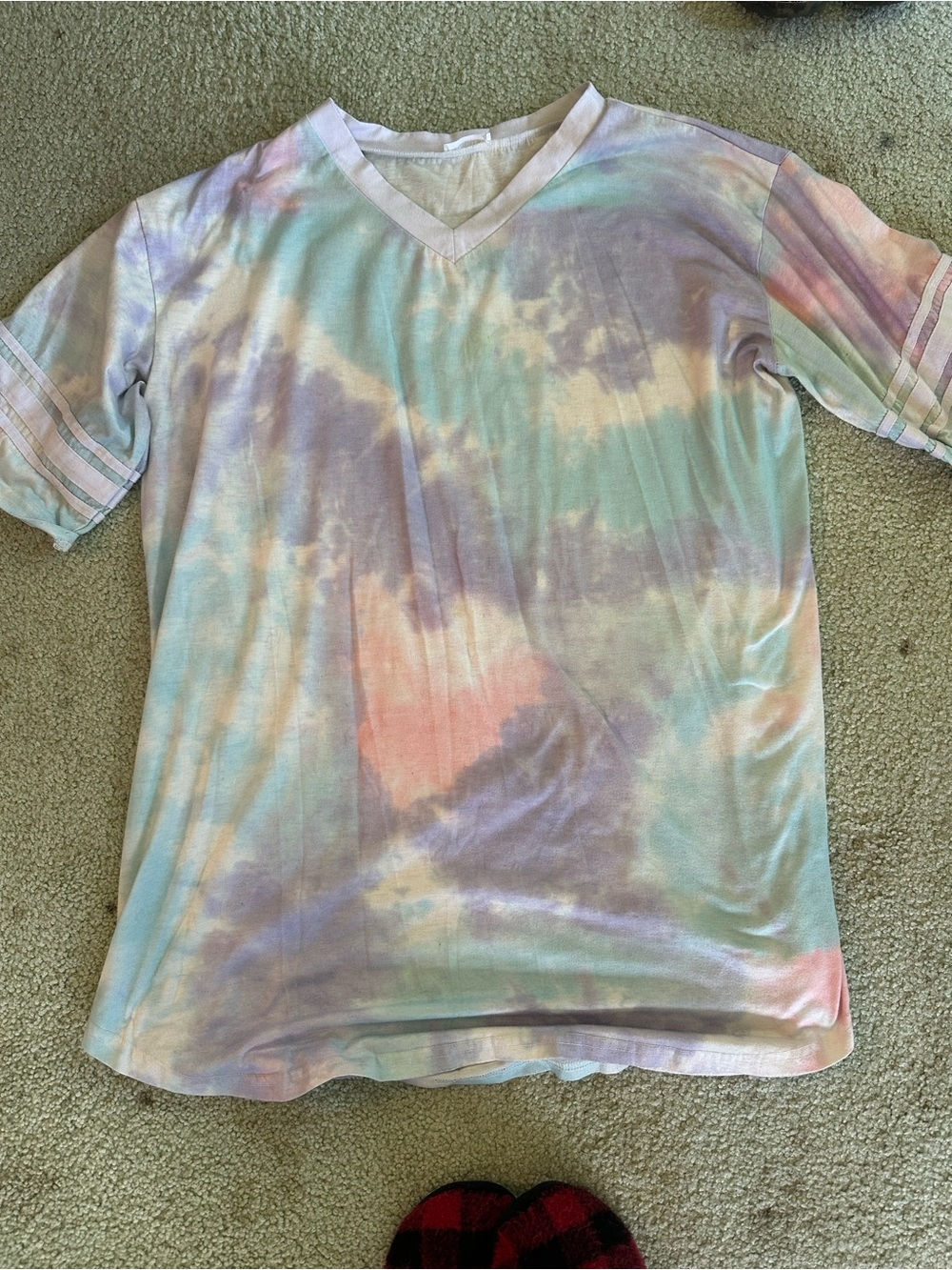 Tie-Dye V-Neck Oversized Nightgown- Pastel Multi